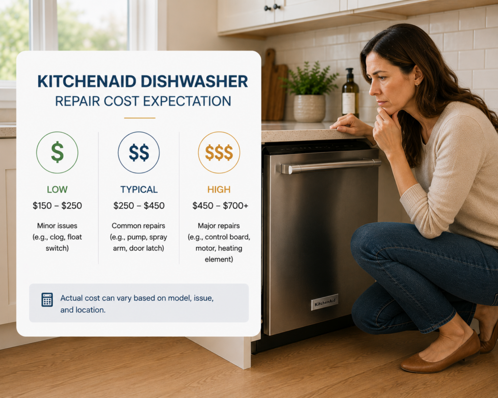 kitchenaid dishwasher repair cost